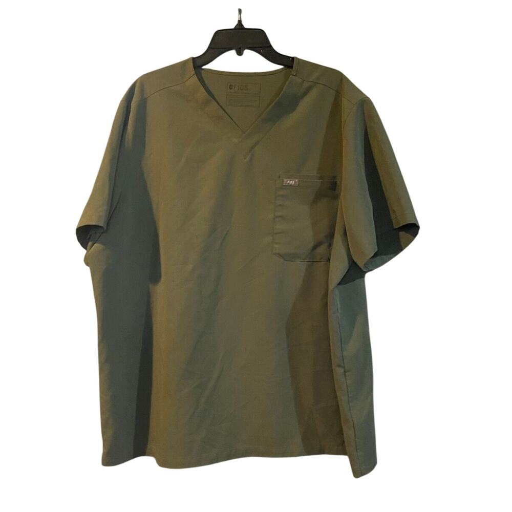 Figs Olive Green V-Neck Medical Scrub Top